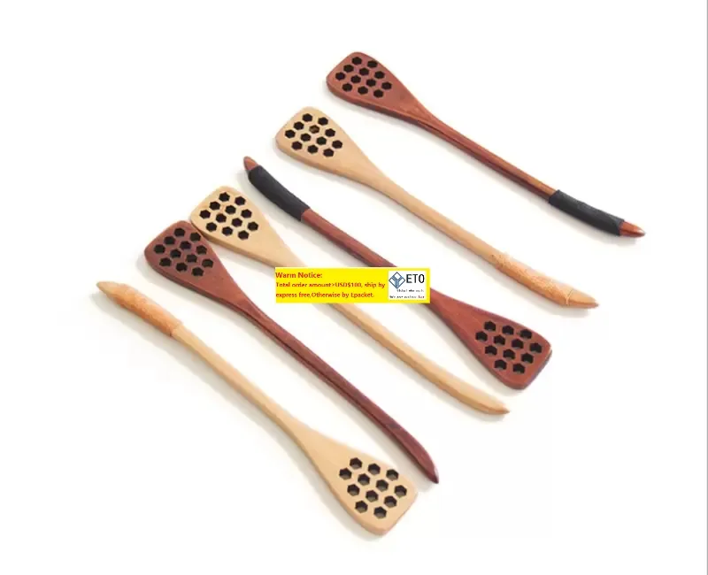 Wooden Honey Stick wood Honey Stirrer Stirring Spoon Honeycomb Honey Dipper 4 styles