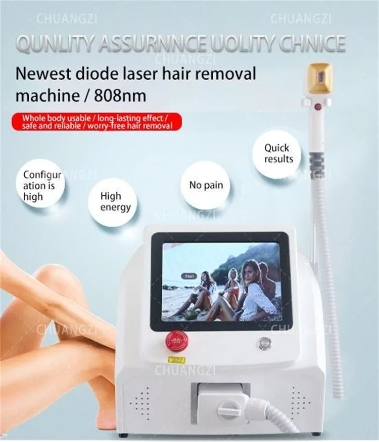 Przenośna stała diodowa laserowa maszyna do usuwania włosów 808 nm dla kobiet bezbolesna skóra odmładzanie Epilator ciała 2000W