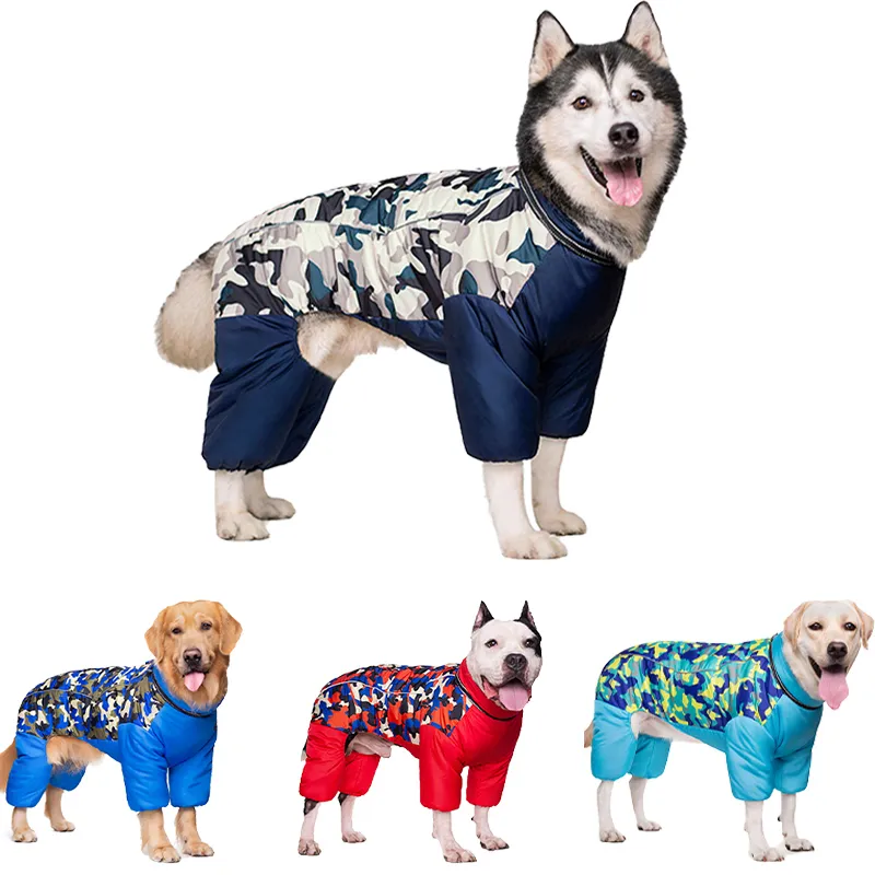 Ropa de invierno para perros, chaqueta grande muy cálida, abrigo grueso de algodón para mascotas, monos impermeables para monos de Bulldog francés 230211