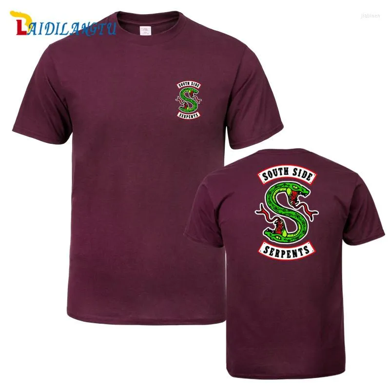 Camisetas masculinas Summer Riverdale Side Side Serpents Camiseta Camiseta de algodão para homens para homens Manga curta o pescoço casual camiseta