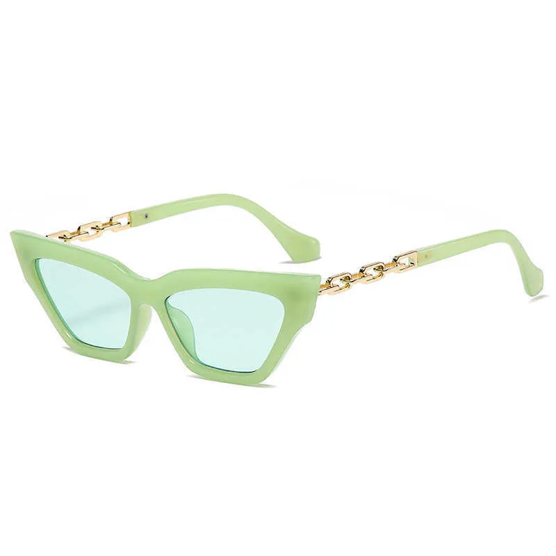 Óculos de sol olho de gato vintage óculos de sol feminino moda metal corrente design feminino óculos de sol doces cores retro designer oculos de sol l2403