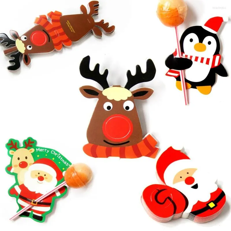 Party Decoration 20/50pcs Christmas Series Candy Package Card Cartoon Snowman Santa Deer Lollipop Kids Gift Home Diy Decorations