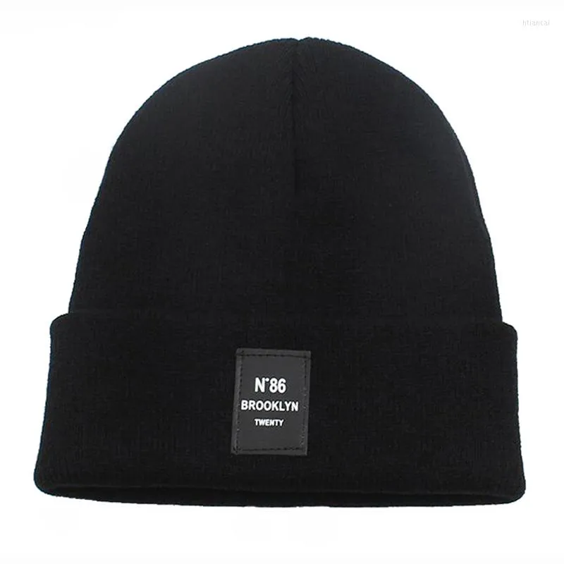 Bérets mode N86 bonnet chapeau brodé pour hommes femmes coton doux chapeaux d'hiver avec bonnets tricotés Hip Hop Ski casquette chaud