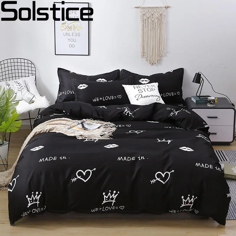 Bedding sets Solstice Home Textile Quilt Cover Bedding Duvet Cover Set Flat Bed Sheet Pillowcase Bedclothes Bed Linens Twin Queen King Size 230211