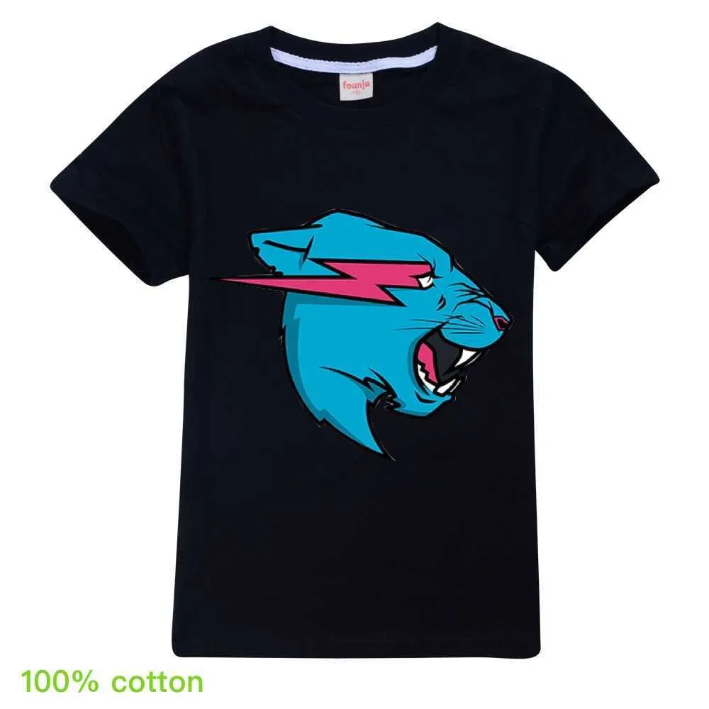 T-shirt Mr Wolf Beast Kids Summer T-shirt a maniche corte in cotone Little Baby Boys Fashion O-Collo Tees Abbigliamento Teen Girls Cute Tops 6 8 10T T230209