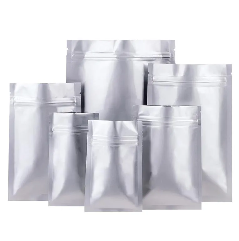 Matt vit ￥terf￶rslutningsbar aluminiumfolie Zip Lock Package Pouch Food Storage V￤ska TEAcks L￥ngtidsf￶rpackning Mylar Foil Bag