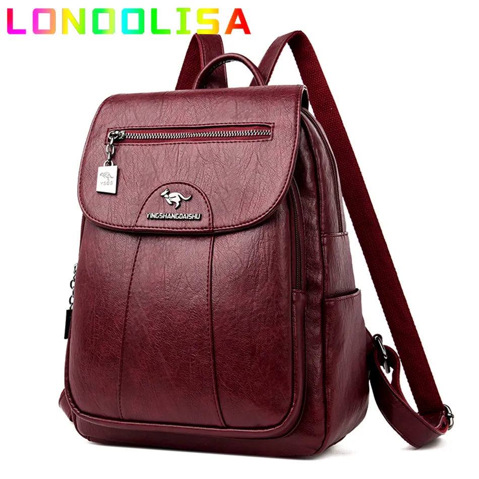 Школьные сумки Женщины мягкий кожаный рюкзак Винтажный сам самши большие возможности SAC DOS DOS Travel Ladies Bagpack Mochila School Bookbag Rucksack 230211