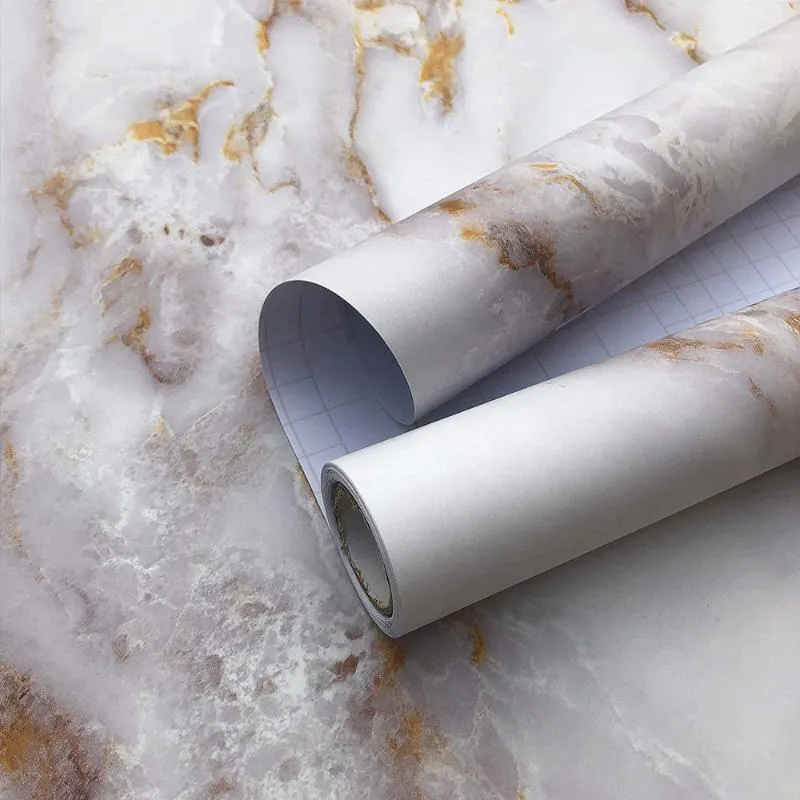 Wokhome Marble Matte Self Adhesive Marble Wallpaper White/Gold Contact Paper  For Kitchen And Home Decor From Wangyib, $28.33