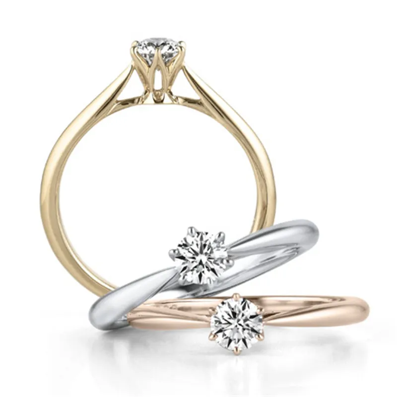Proste pierścionki dla kobiet srebrne sześcienne cyrkonia okrągła kamień klasyczny biżuteria ślub ślub zaręczyny Anillos CC1456