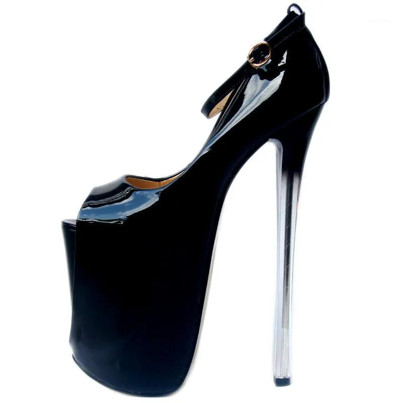 Dress Shoes Acilici1905003 Ultra-high waterdichtingplatform Super-haked gelakte rond-tenen Fishmouth Stage Women Pumps