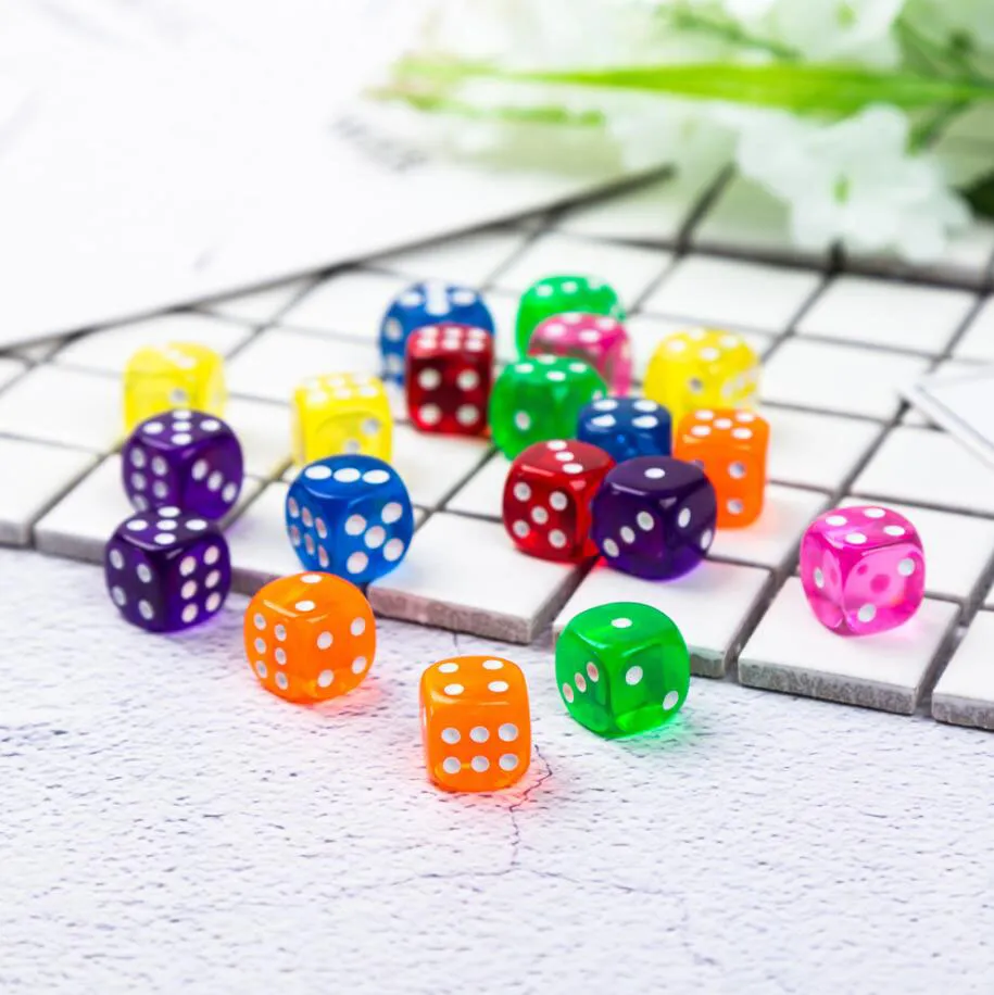 Acrylic Table Games Dice 14mm Transparent Dice 6 Sided Solid Color Dice Bar Pub Club Party Board Game Dices