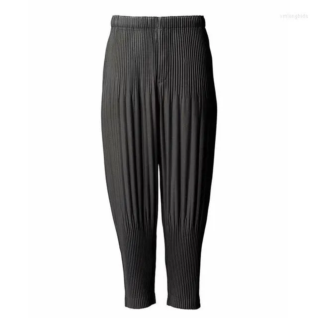 Pantalones de diseño para hombres Top pantalones para hombres Miyake pliegue Man pantalón Homme plisse issey tela plisada moda moda para hombres y femeninos harajuku pantalones 604 604