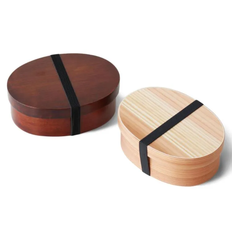 Scatole di bento giapponesi box in legno per il pranzo naturale sushi bento-box da campeggio contenitore a strato singolo pranzo in legno sn659
