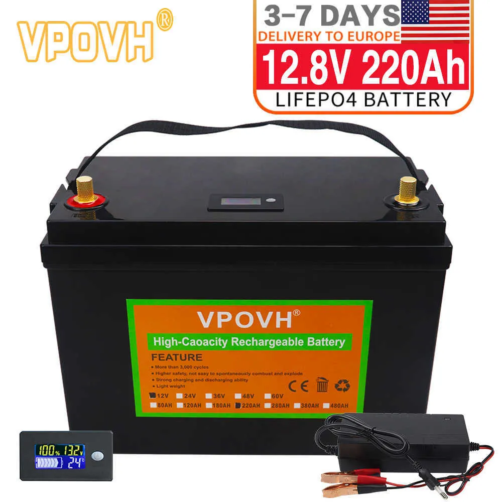 12V 220Ah LiFePO4 Battery Built-in BMS Lithium Iron Phosphate Cell For Replacing Most of Backup Power Home Energy Storage