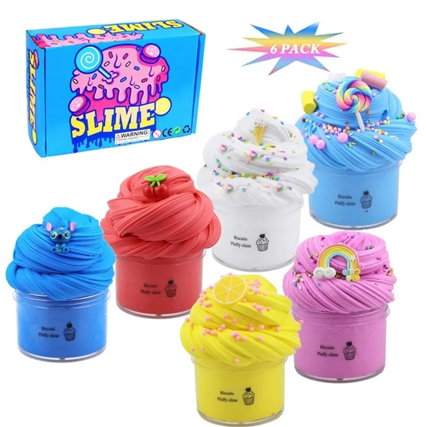 No Logo Print Butter Slime Clay Solid Color DIY Fluffy Floam Slime Soft  Supplies Antistress Education Craft Magic Sand Plasticine Toy Kit 0942