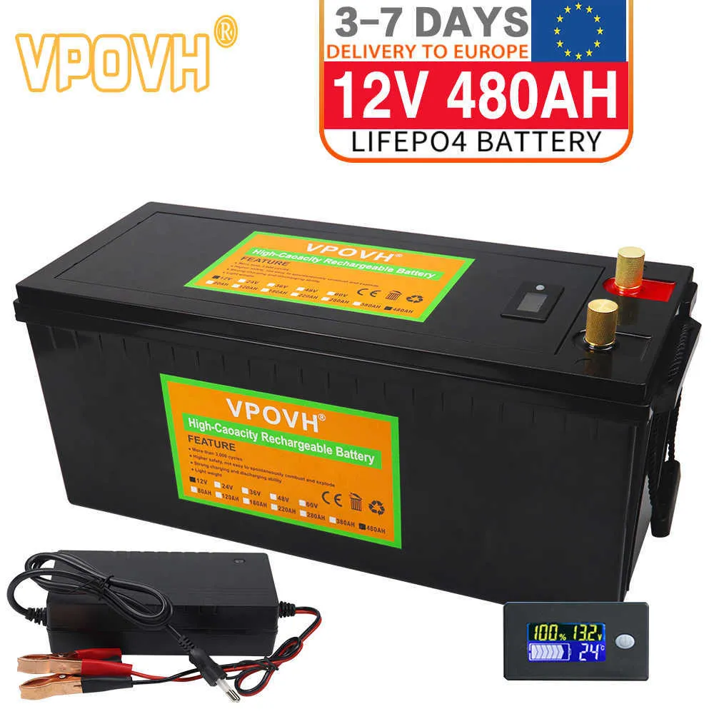 12V 480Ah LiFePO4 Batteria Built-in BMS Litio Ferro Fosfato Celle 4000 Cicli Per Camper Golf Cart Stoccaggio di Energia Solare