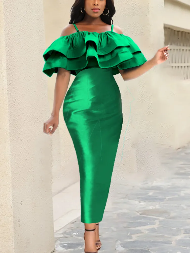 Rose Bodycon Sheath green party wear dress with Ruffles and Spaghetti Straps for Women - Perfect for Birthday, Christmas, Prom and Celebrations (Style Rose Bodycon Sheath green party wear dress with Ruffles and Spaghetti Straps for Women - Perfect for Birthday, Christmas, Prom and Celebrations (Style