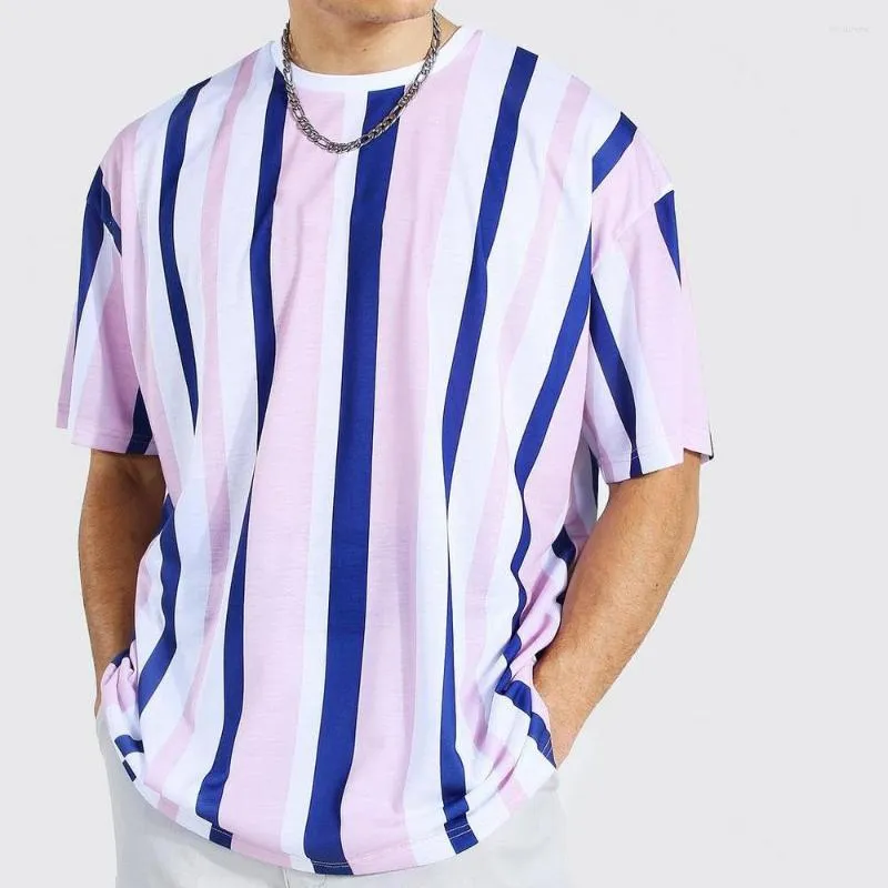 Camisetas de verano para hombre, camiseta 3DT para hombre, ropa informal, camiseta de manga corta con estampado 3D, camiseta holgada de rayas frescas de calle