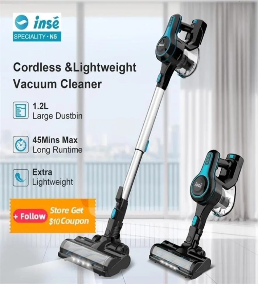 Vacuums Inse N5 Cordless Vacuum Cleaner 12kpa 130W Brushless Motor