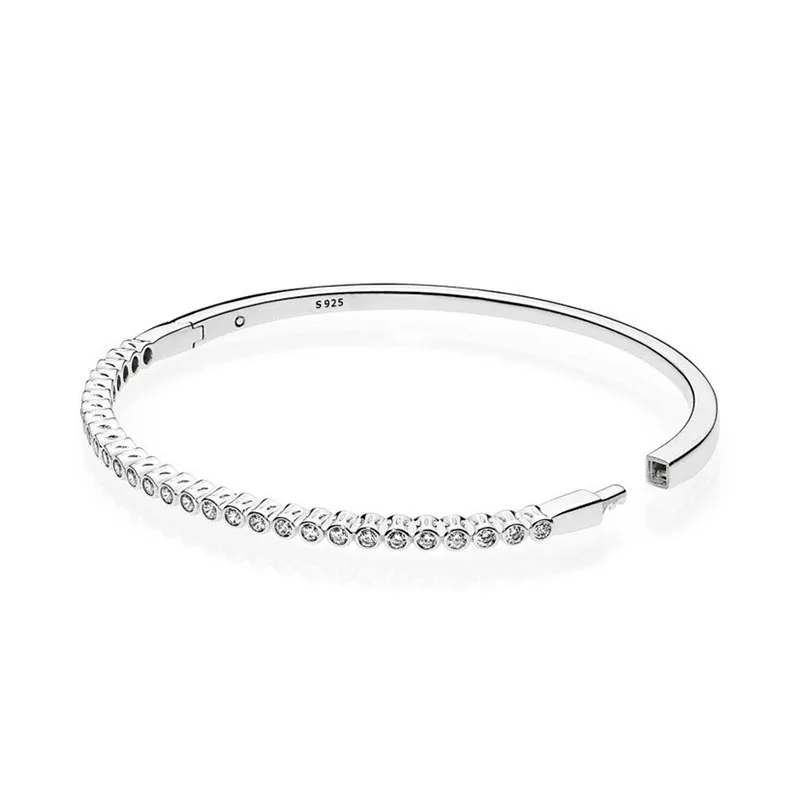 Twinkling Forever Bangle Bracelet for Pandora Authentic Sterling Silver Wedding Jewelry For Women CZ Diamond Engagement designer Bracelets with Original Box Set