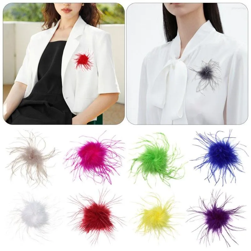 Brooches Luxury Dresses Gift Colorful Men Women Ostrich Feather Brooch Scarf Clip Lapel Pins