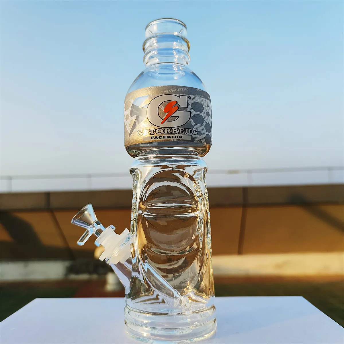 Gatorbeug Helder 10 Inch Glazen Bongs Waterpijp Gatorade Drinkfles Bong Tabak Roken Buis 10MM Kom Stem Recycler Bubbler Pijpen