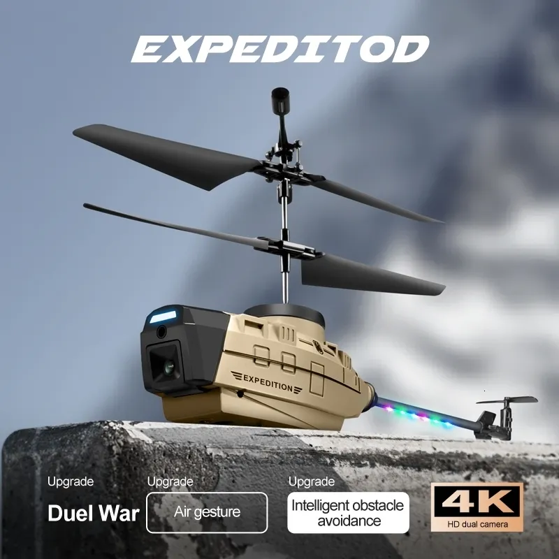 Hélicoptère RC militaire avec lumières LED pour adultes, caméra 4K