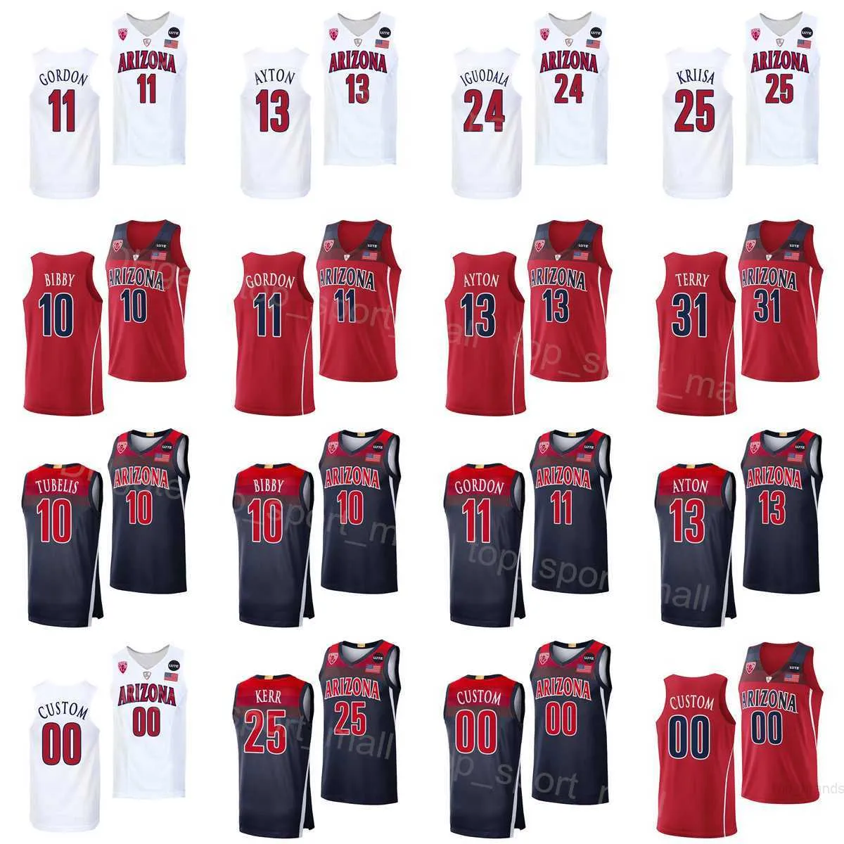 NCAA Basketball College 13 Deandre Ayton Jersey Arizona Wildcats 11 Aaron Gordon 4 TJ McConnell 24 Andre Iguodala 10 Lauri Markkanen University For Sport Fans Team