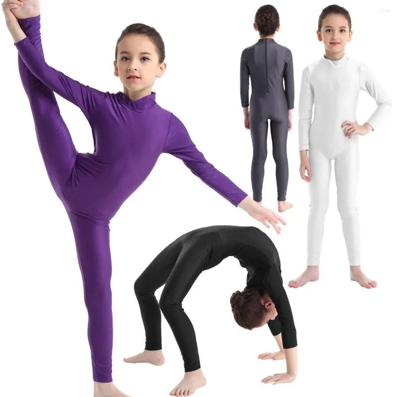 Bühnenkleidung Kinder Langarm Einteiliges professionelles Ballett-Gymnastik-Trikot Tanzbekleidung Kinder Mädchen Sport Body Gym Unitards Kostüm