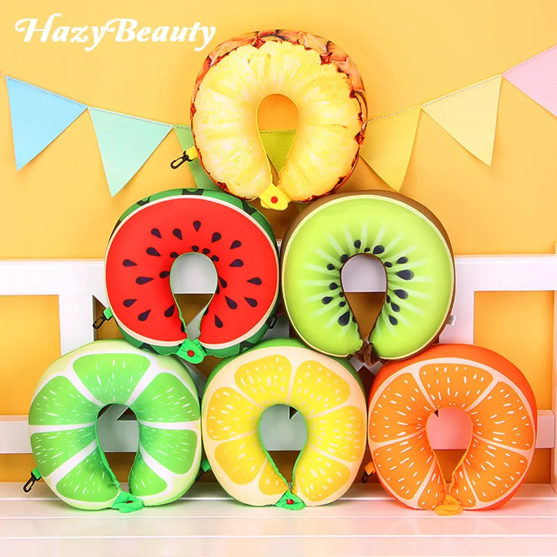 Pillow Fruits U Shaped Pillow Cushion Nanoparticles Neck Pillow Car Travel Pillow Travel Accessories 230211