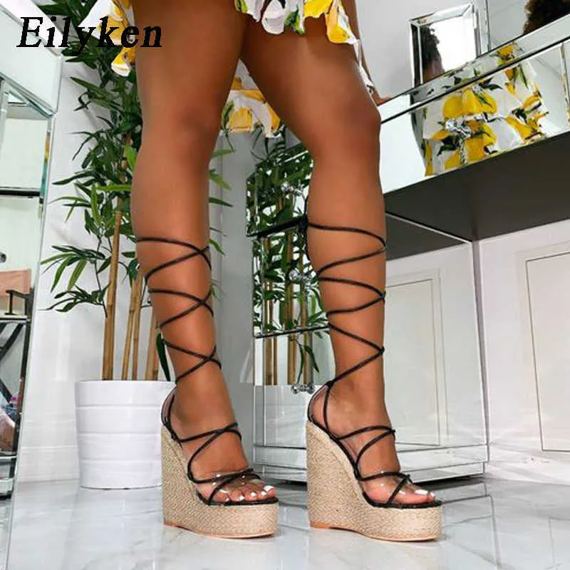 Eilyken 2023 Champagne Gold Wedge Heel Sandals Amazon Womens Lace Up