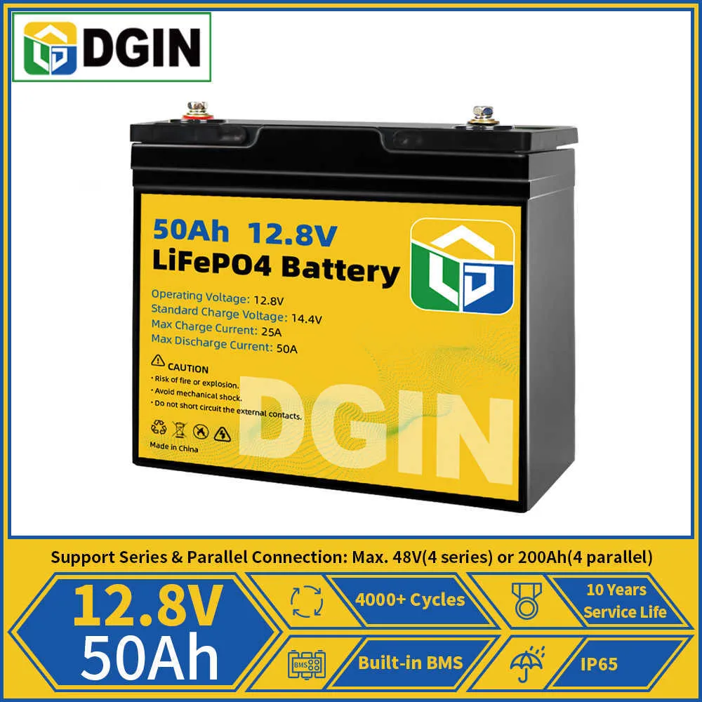 12V 24V 50AH 100AH ​​200AH LIFEPO4 배터리 팩 새로운 내장 BMS 태양 광 발전 시스템 골프 카트 하우스 트롤링 모터 RV 밴 셀