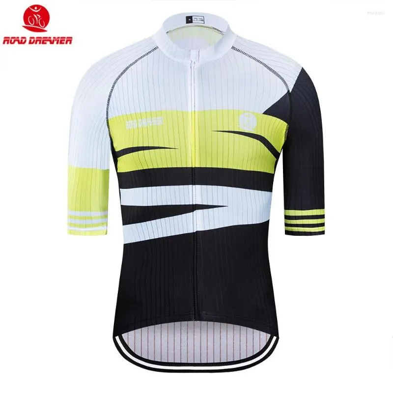 Racing Jackets 2023 MANNEN GEEL CYCLING JIENT MTB CAMISA CICLISMO Korte mouw Adem lycra Maillot HOMBRE