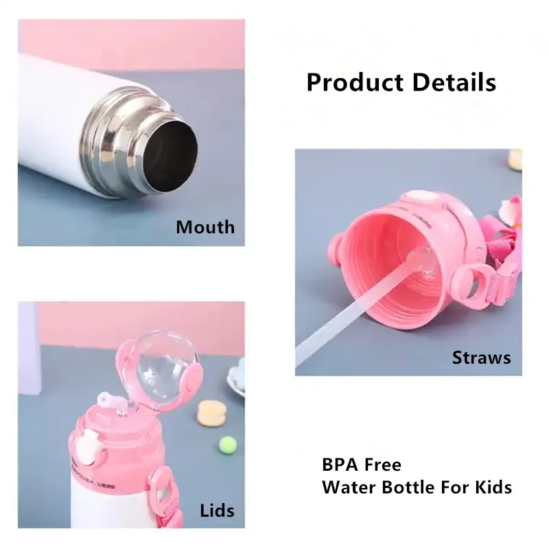 Sublimation Blank Tumbler 12oz 17oz Water Bottle For Kids Sippy Cups Double Wall Stainless Steel Vacuum Insulated Thermos Flask Cups Travel Straight Mugs