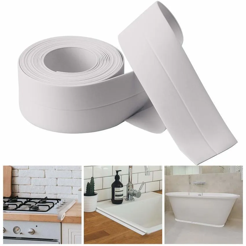 Decorazione per feste Bagno Cucina Doccia Lavandino Vasca da bagno Striscia sigillante Nastro Caulk Striscia Autoadesivo Adesivo da parete impermeabile Nastro per bordi del lavandino