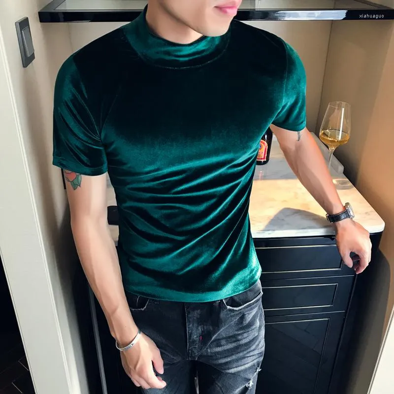 Erkek Tişörtleri 4 Renkli Bultlenek Kadife Gömlek Moda 2023 Erkek Sonbahar Kısa Kollu Slim Fit Sold Tee Yüksek Kaliteli Sokak Giyim