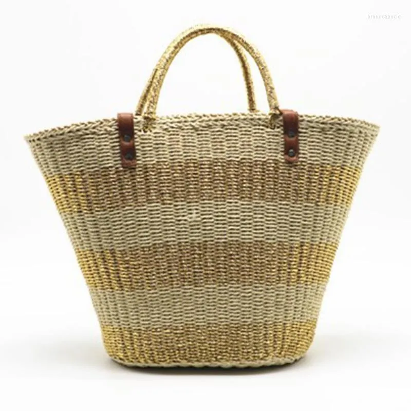 Evening Bags Gold Silver Paper Rope Straw Woven Bag Handbag Shoulder Women's Fashion Leisure Seaside Vacation Beach