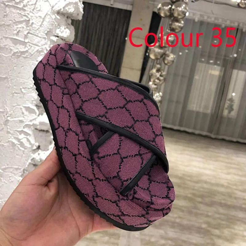 Beach slippers Women fashion Thick bottom designer Shoes Cartoon Alphabet lady Platform Sandals Leather Wedges Heels letter High heel slipper Large size 35-42-43-44