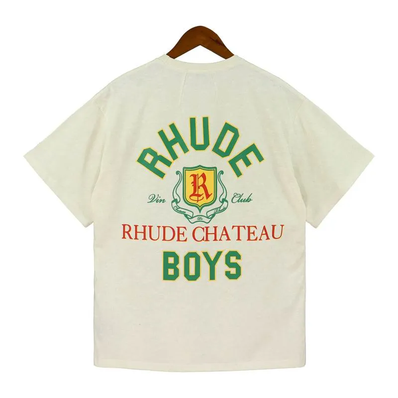 Rhude Racing 프린트 플러스 사이즈 남성 티셔츠 코튼 티셔츠 남성 빈티지 오버 사이즈 티셔츠 Streetwear Tee 유니섹스 티셔츠 청소년 반팔 루즈 탑 Custome
