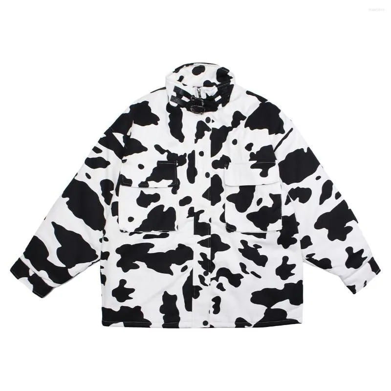 Hommes vers le bas vache couleur épaisse veste Parka hommes Hip Hop surdimensionné rembourré manteau Streetwear coton Harajuku vêtements d'hiver hommes