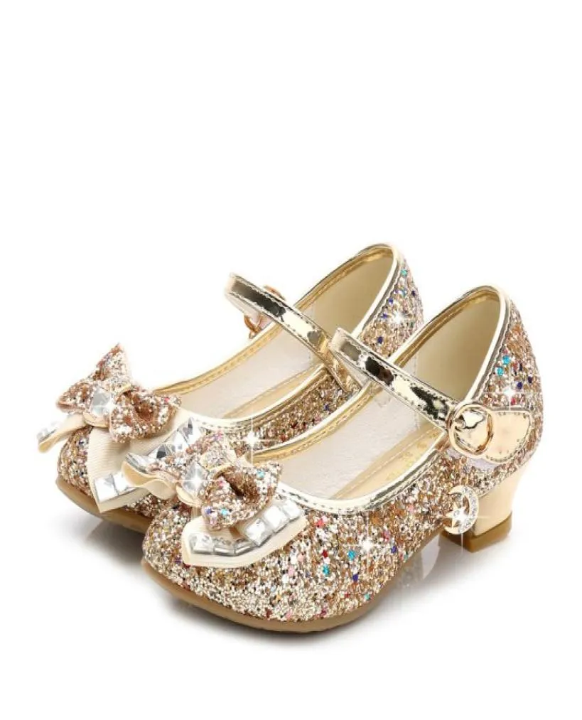 Flat Shoes Teenmiro Princess Kids Leather For Girls Flower Casual Glitter Children High Heel Girl Butterfly Knot Blue Pink ShoeFla4723918