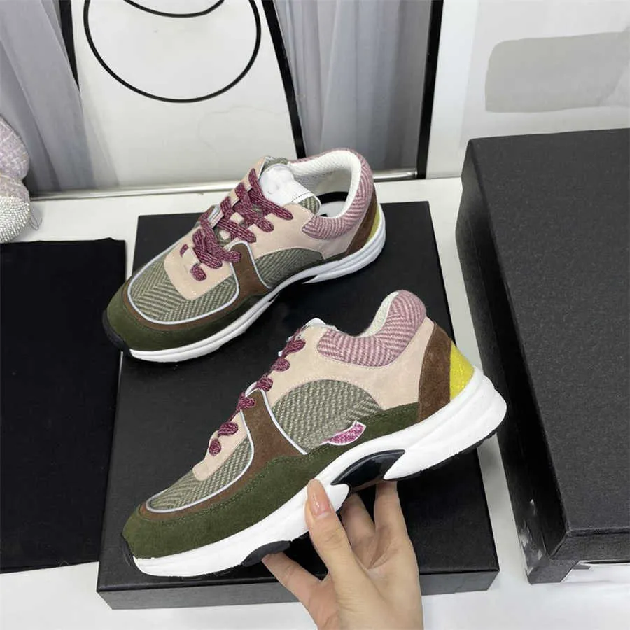 Luxury Designer Running Shoes Channel Sneakers Women Lace-Up Sports Shoe Casual Trainers Classic Sneaker Woman Ccity ghhgfgd