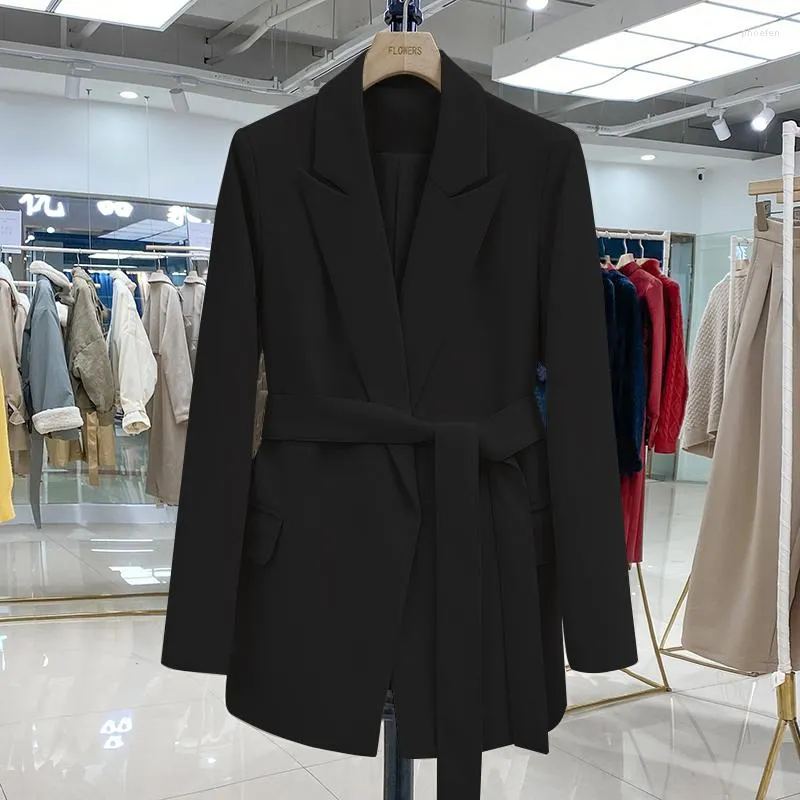 Costumes pour femmes 2023 printemps automne coréen Blazers manteaux vêtements pour femmes ceinture ample costume hauts dames décontracté à lacets Blazer vestes Jp845