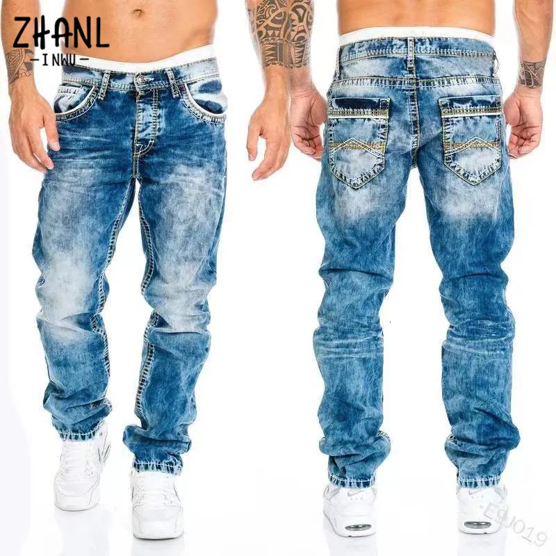 Мужские джинсы прямой мужчина винтажные джинсовые брюки весна лето Парень Бэкги мужская уличная одежда Какуальная дизайнерская ковбойская брюки 230211