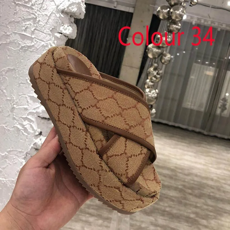 Beach slippers Women fashion Thick bottom designer Shoes Cartoon Alphabet lady Platform Sandals Leather Wedges Heels letter High heel slipper Large size 35-42-43-44