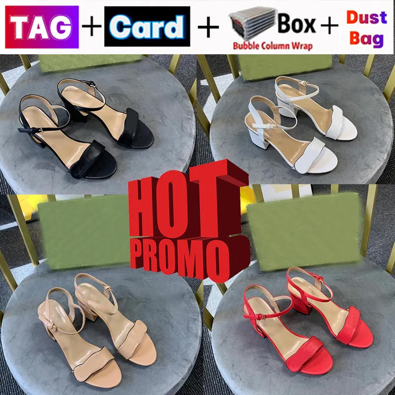 Leather Sandals Mid Heel Ladies Sandal Slippers Dress shoes Designer Fashion women Ankle Buckle Chunky Heels Rubber Sole Mules Summer Beach Sexy Wedding Shoe