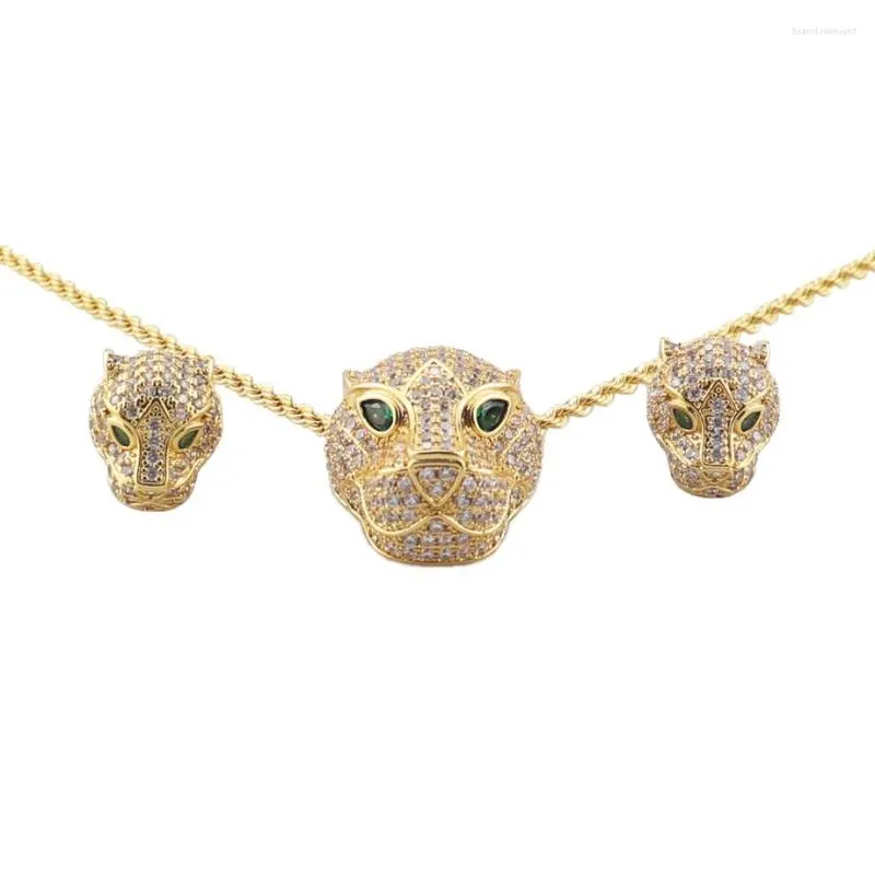 Halskette Ohrringe Set Mode Klassisch Leopardenkopf Voller Stein Ohrring Dubai Europäischer Zirkon Frauen Mädchen Hochzeit Braut Party Schmuck