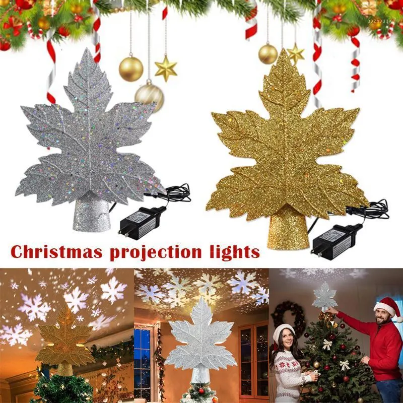 Christmas Decorations Projector Light 3D Rotating Hollow Glitter Tree Topper