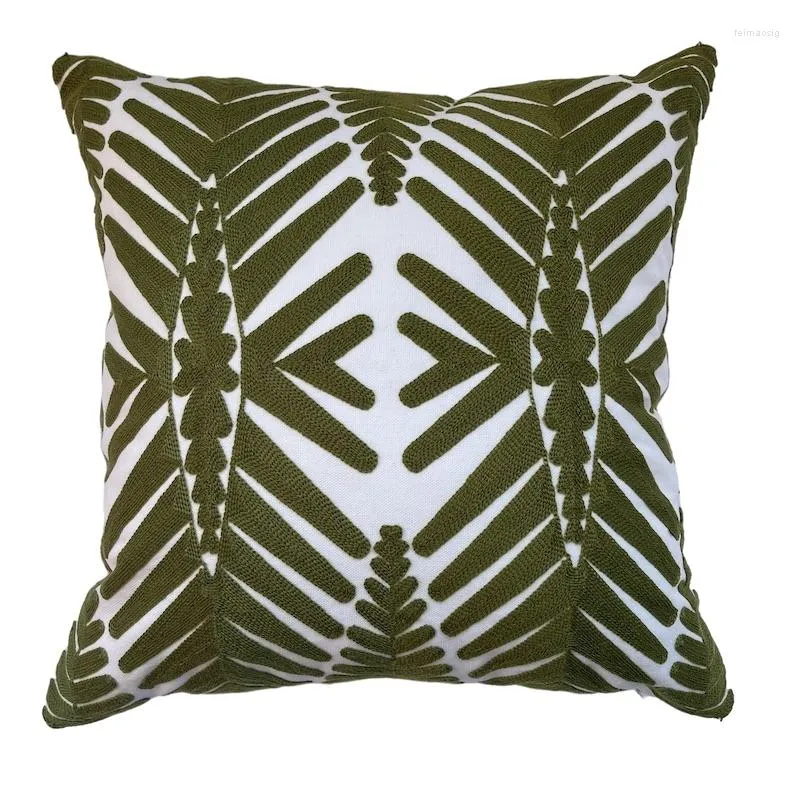 Pillow DUNXDECO Cover Decorative Case 45x45CM Modern Fresh Green Palm Leaf Embroidery Cotton Throw Shame Sofa Decor