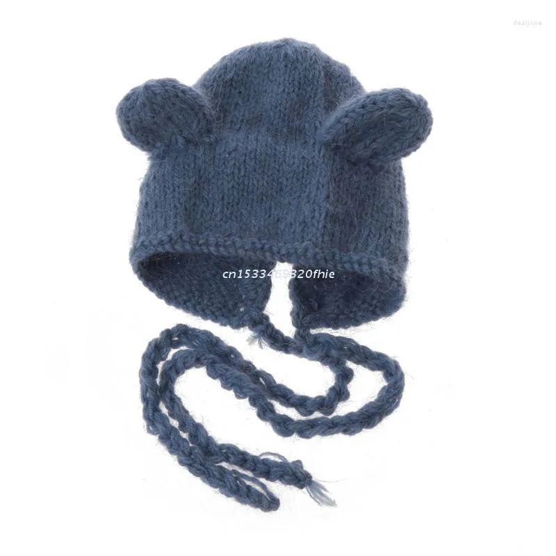 Hats Baby Ears Bear Born Pography Costume Props Super Soft Crochet Beanies Infant Dropship